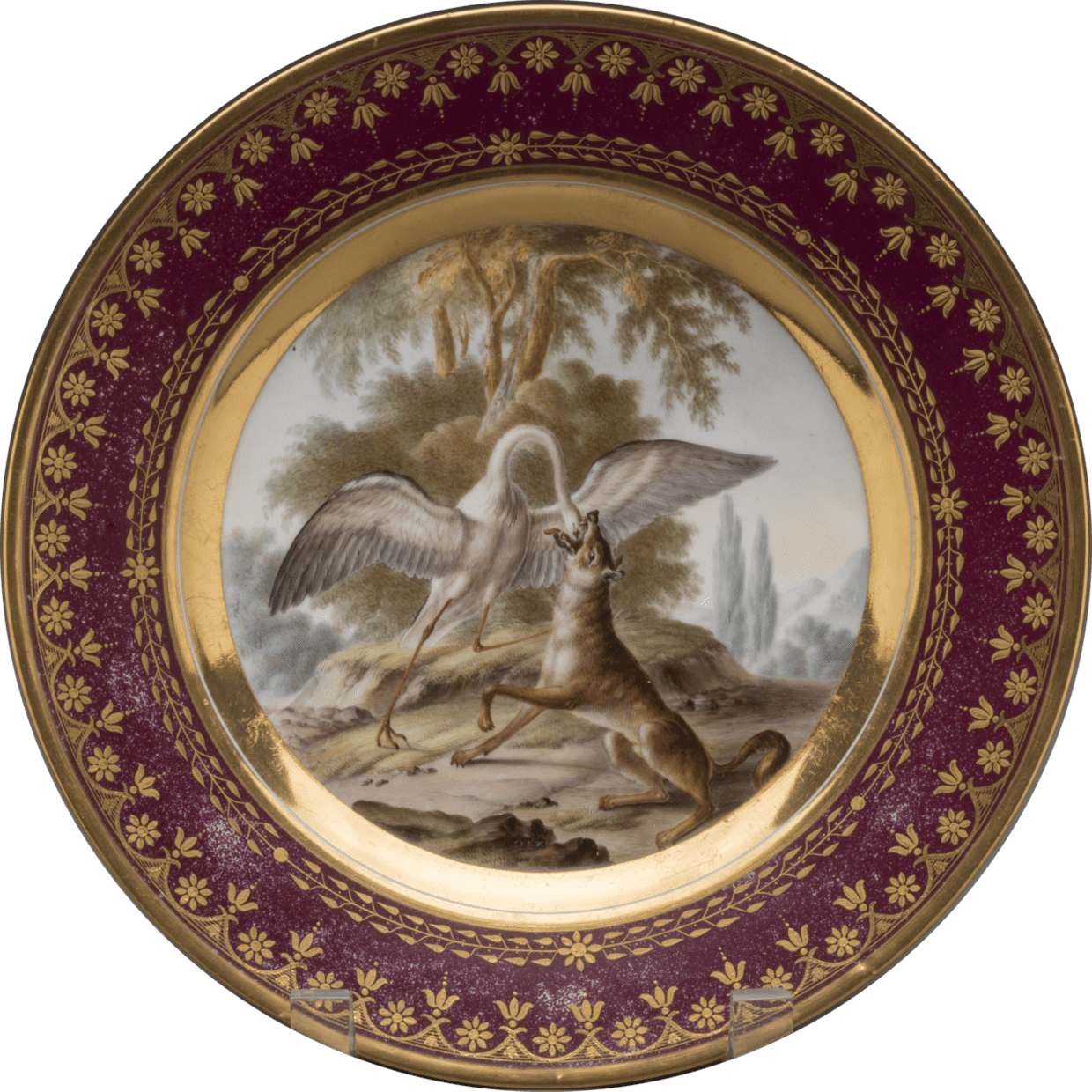Dessert Plate with a Scene from the Fable of the Wolf and the Stork