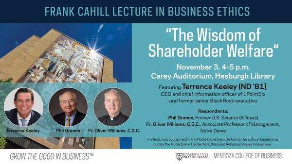 Frank Cahill Lecture in Business Ethics: The Wisdom of Shareholder Welfare