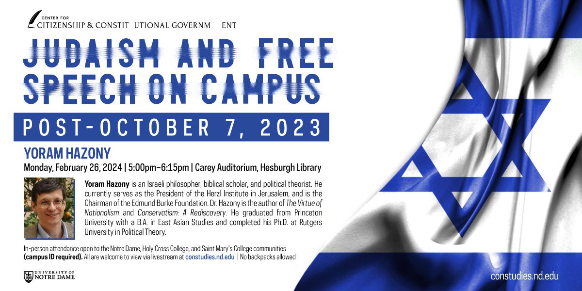 Yoram Hazony: Judaism and Free Speech on Campus